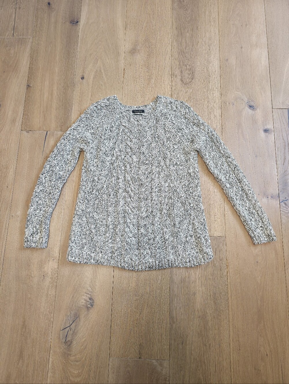 Massimo Dutti Marled Cable Knit Pullover Sweater